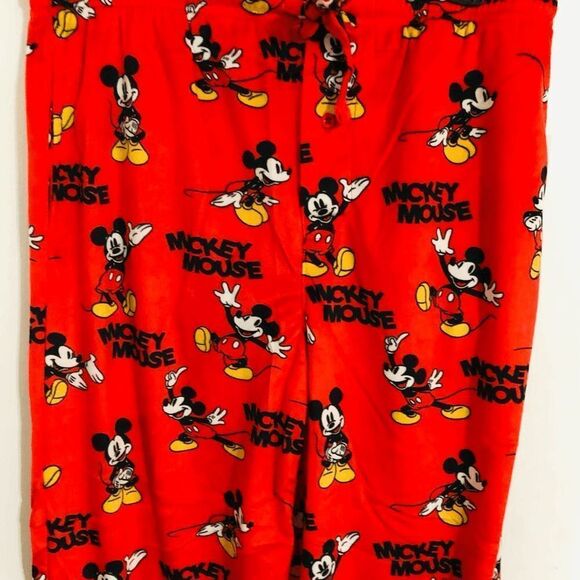 New Disney Mickey Mouse Sleep Long Pants For Men Size Large Red Christmas Pants - Picture 4 of 6